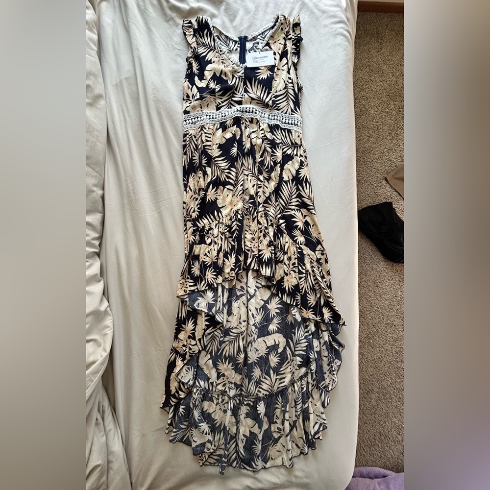 Floral Navy and Cream Women's dress